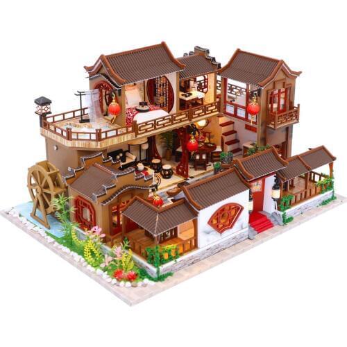 Kids Toys Diy Dollhouse Assemble Wooden Miniatures Doll House Furniture Miniature Dollhouse Puzzle Educational Toys For Children