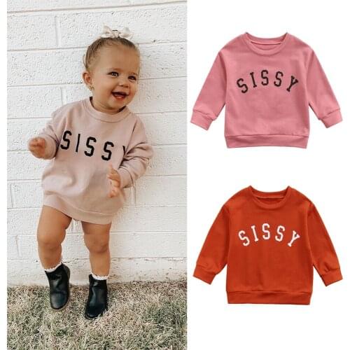 Lovely Kids Girls Boys Sweatshirt Tops Letter Printed Long Sleeve Pullover Autumn Outwear 1-6Y