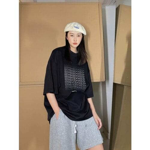 Fade letter printed short sleeve T-shirts womens summer new Korean casual minority mens and womens BF loose top