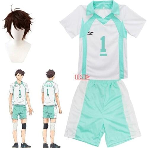Haikyuu Cosplay Costume Aoba Johsai High School Oikawa Tooru Volleyball Club Uniforms Sportswear T-shirt Suit Wig for Adults