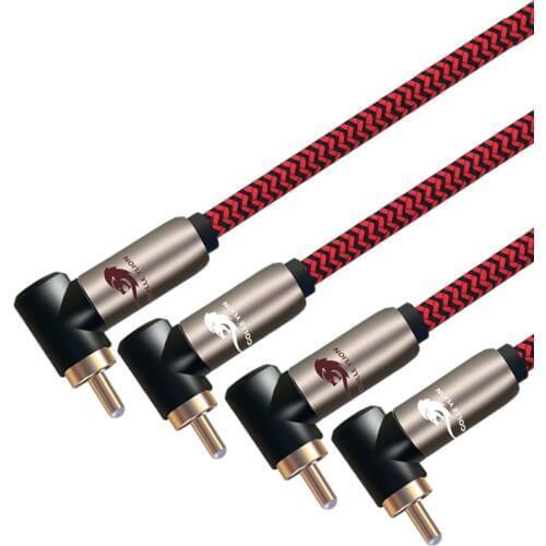 Hifi Angle RCA Audio Cable Dual RCA to Dual RCA for TV DVD Speaker Subwoofer Amplifier OFC Cable Braided 1M 2M 3M 5M 8M 10M 15M