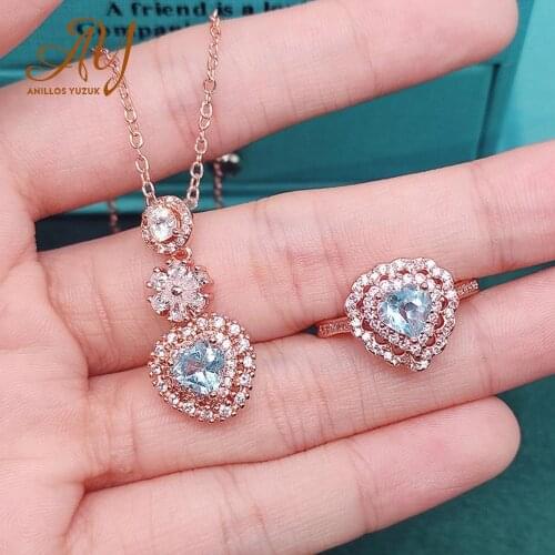 Anillos Yuzuk Vintage 925 Sterling Silver Clear Zircon Gemstone Pendant/Necklace/Rings Jewelry Set Wholesale Drop Shipping