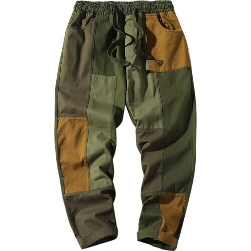 2020 Autumn Men Cargo Pants Patchwork Streetwear Big Pockets Ankel Cargo Pants Male Overalls Sweatpants