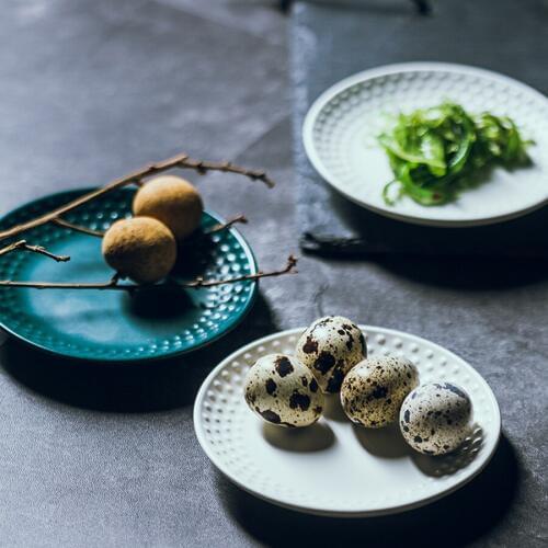 MUZITY Ceramic Side Plates Round Shape Sauce Plate Porcelain Embossed Solid Candy Or Relish Plate