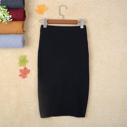 Autumn and winter models after the split step skirt knit thicken wool package hip skirts