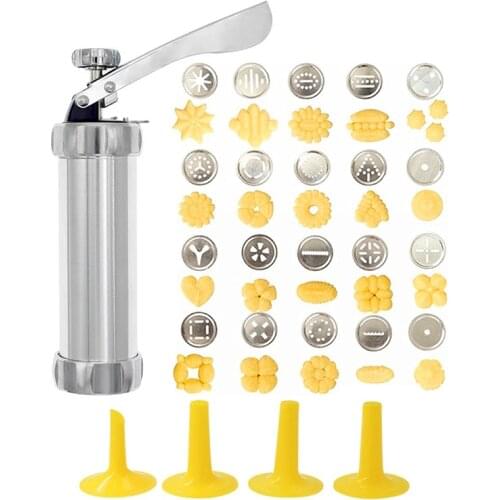 Stainless Steel Cookie Press Machine Biscuit Cake Decorating Tools Maker With 4 Nozzles 20 Cookie Molds Baking Tools Accessories