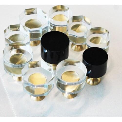 Luxury Brass Glass Crystal Cabinet Knob Cupboard Drawer Pull Handle Furniture Hardware Bookcase Wardrobe Single Hole Handle