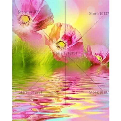 Needlework Full Embroidery Painting Cross Stitch Flower Diy Diamond Painting Kits Crystal Square Diamond Water The Flowers