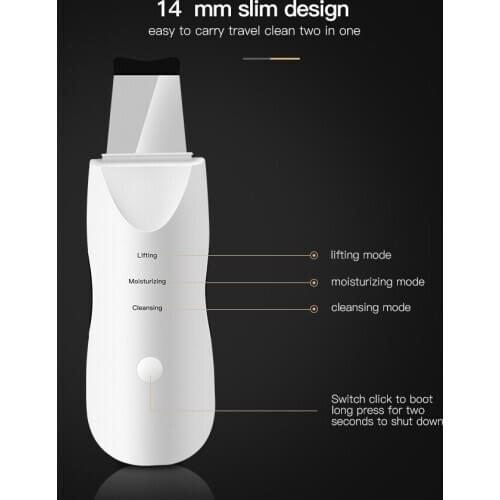 Face Cleaner Spatula Lifting Massager Ultrasonic Skin Scrubber Electric SPA Facial Skin Scrubber Acne Pore Blackhead Remover