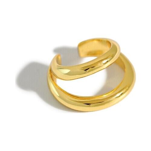 ONLY 1PC (No pierced) 925 Sterling silver White/ Gold Geometric Double Rows Lucky Circles CLIP Earrings Fine jEWELRY TLE1070