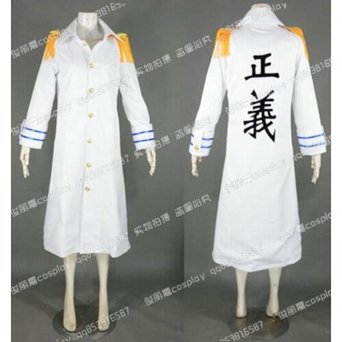 Japanese Hot Anime Akainu Sakazuki Coat White Adult Party Top Jacket Trench Coat Cosplay Costume J001