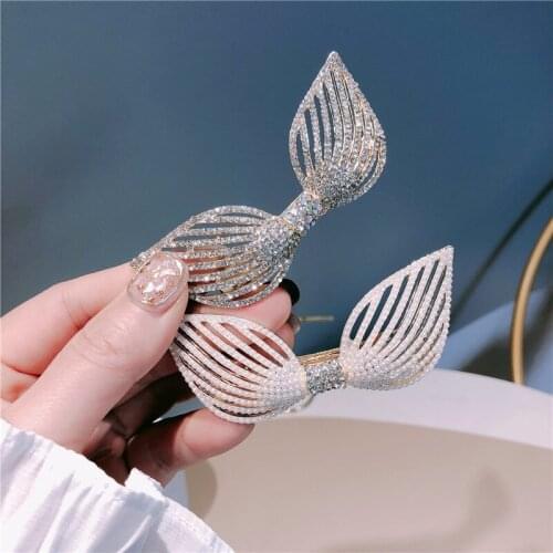 Women Elegant Fashion Bowknot Hair Clip Headdress Camellia Rhinestone Spring Clip Hairpin Headwear Handmade Hari Accessories