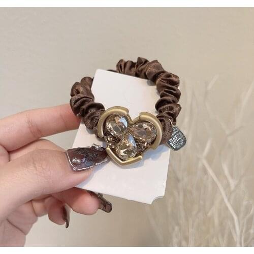 Women Korean Rhinestone Love Hair Rope Girl Fashion Ponytail Head Ties
