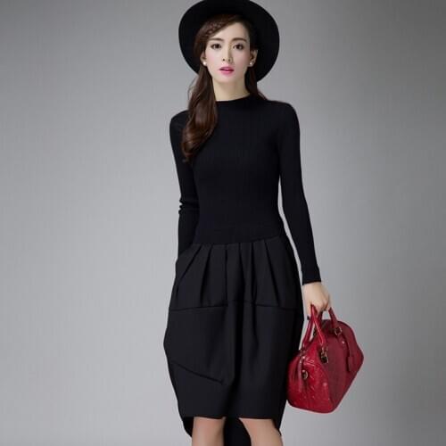 2018 Female Winter Dresses Korean Designer Casual High Street Fashionable Long Sleeve Sexy Wool knitted Sweater Dress Y1102-95F