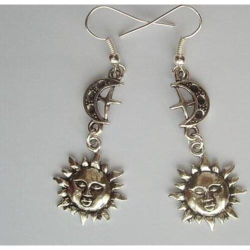 1 Pair/Lot Sun Moon and Star Dangly Earring Charm Pendants Drape Earring DIY Fashion Women Jewelry Gifts