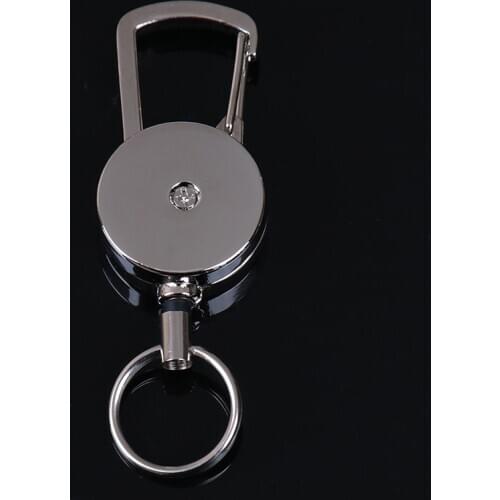 1pcs Retractable Pull Key Ring Chain Belt Clip with Carabiner Reel Card Badge Holder Recoil Extends To 50cm