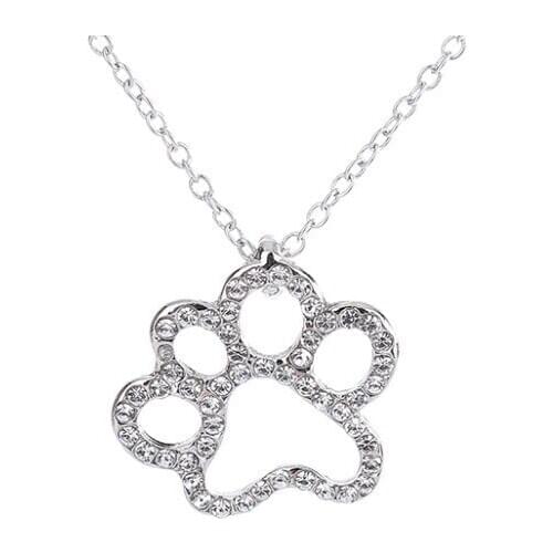 12Pcs/lot Hollow Dog Paw Necklace Crystal Cat Paw Fashion Initial Necklace Collares De Moda 2020