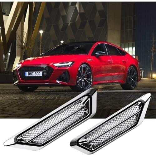 2pcs Car Front Fender Hood Air Flow Vent Fake Intake Grille Sticker For Volkswagen Honda Mitsubishi Renault Trim Accessories