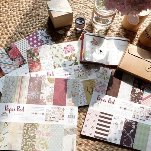 26pcs12 Inch Background Paper Junk Journal Hand Account Material Album Background Paper Jam Retro Scrapbook Paper Pad