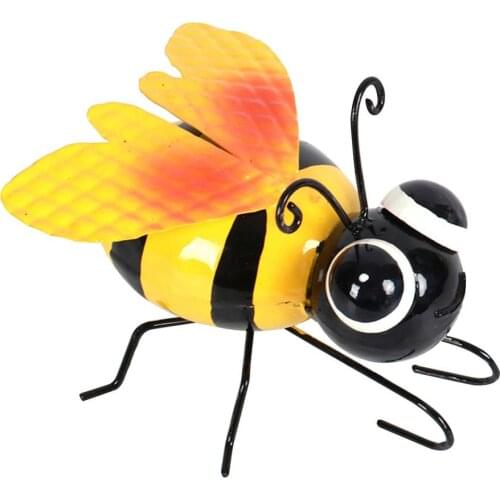 3D Metal Art Wall Decor Iron Art Bee Metal Hand Painted Color Statues Ornament For Garden Wall Fence Entrance TV Background Wall