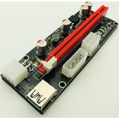 6pcs 009S LED USB 3.0 PCI-E Express 1X 4x 8x 16x Extender Riser Adapter Card SATA 15pin Male to 6pin Power Cable for BTC Mining