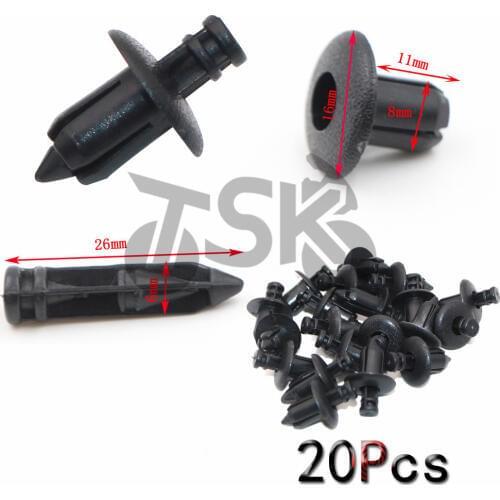 For Honda Yamaha Suzuki Kawasaki ATV Motorcycle Accessories Fairing Trim Panel Nylon expansion screw 20pcs 8mm Black