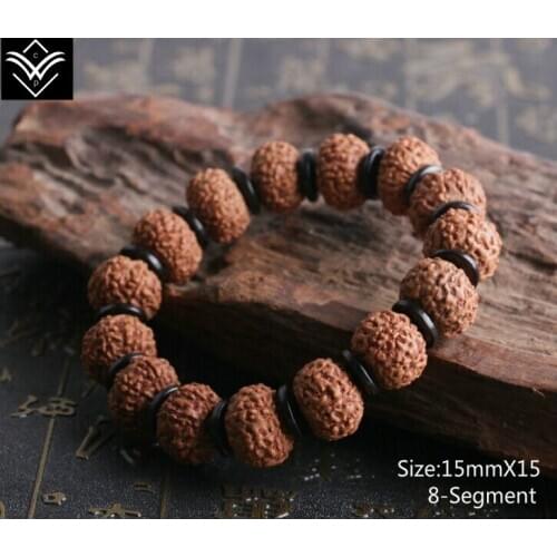 Rudraksha 8 Segments 15mmX10 Fleshy Buddha Bead Bracelet