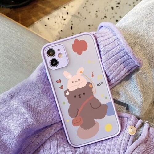 Color Contrast Cutton Phone Case for iPhone 12 Cute Cartoon 7plus 8 6g Soft 11pro All cover XR XS MAX PC+TPU12mini women stylish