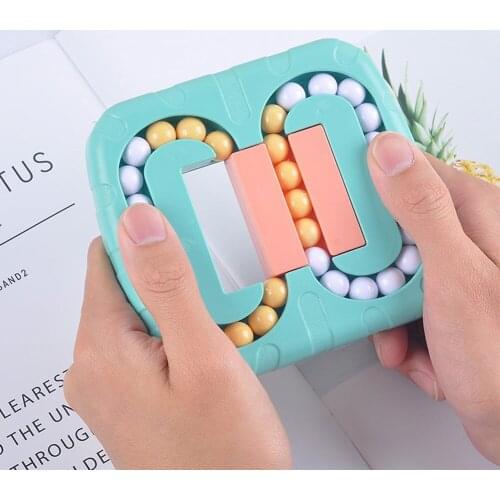 Children Double-sided Cube Hamburger Rotating Magical Soybean Fingertip Kids Cube Stress Relief Fidget Toy Funny Cube Gift