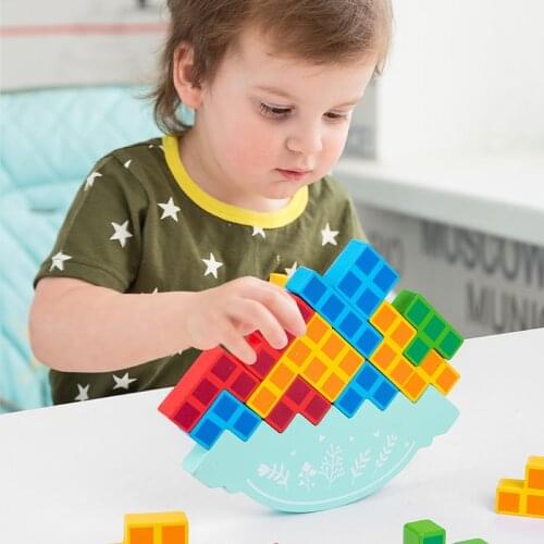 Colorful Tetris Wood Balance Blocks Swing Stack Height Building Blocks Toys for Children Early Educational Preschool Boys Girls