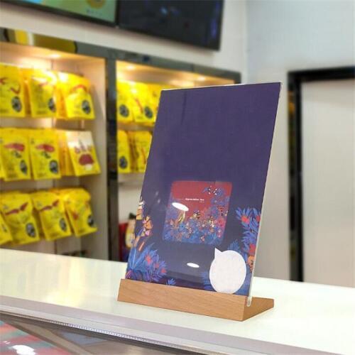 Home Cafe Bar Sign Holders Organizer Creative Vertical And Horizontal Wooden Base Display Stand Desktop Sign Holder