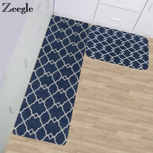 Geometric Pattern Floor Mat Kitchen Rug Anti-slip Flannel Doormat Bathroom Foot Mat Water Absorption Carpet Rugs Welcome Mat