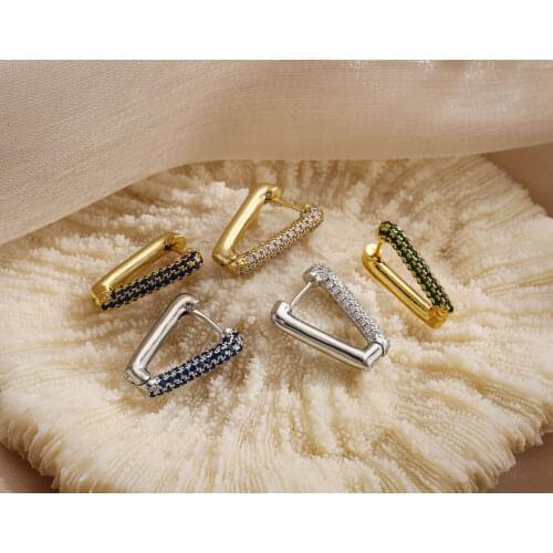 HECHENG,1 piece,v Shape Earring,Colorful Rainbow Rainestone Jewelry,Cooper 18k Plated For Women