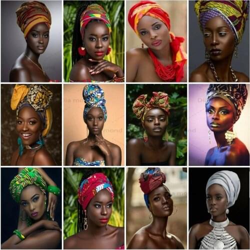 5D DIY Diamond Painting African Women Mosaic Handmade Gift Portrait Full Diamond Embroidery Needlework Home Decoration
