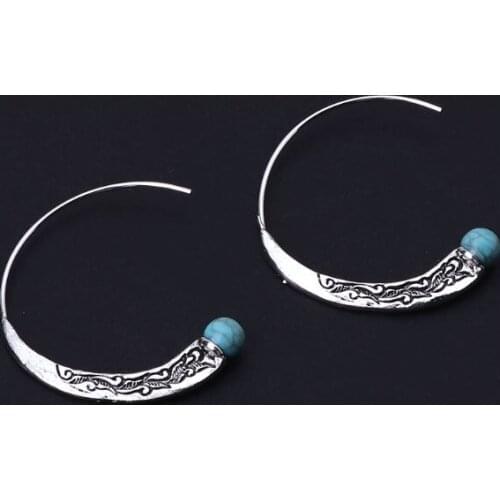 Y166 Hoops Boho Earrings Vintage Tibetan Gypsy Indian Bollywood Ethnic Earrings Women