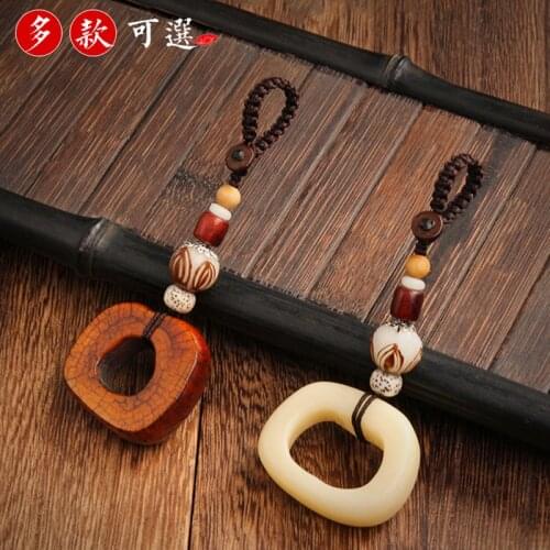 Cow bone safe buckle car key pendant Bodhi handmade key chain personality creative mens female chain pendant