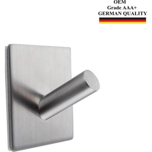 4pc Robe Hooks 3M Self Adhesive Wall Door Back Hooks Heavy Duty SUS304 Stainless Steel Clothes Towel Hanger Bathroom Kitchen