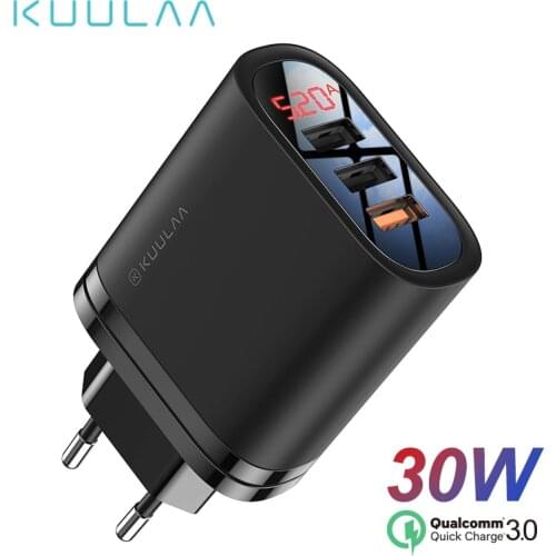 KUULAA 30W Quick Charge USB Charger For iPhone Samsung Xiaomi QC3.0 Fast Charging Charger For iPhone Samsung Xiaomi