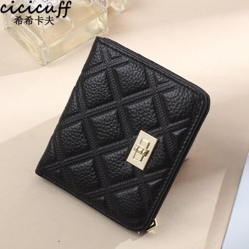 Genuine Leather Small Mini Ultra-thin Wallet Women Compact Wallets 2021 Brand Cowhide Card Holder Ladies Short Design Coin Purse