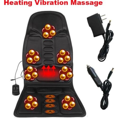 Car Home Office Full-Body Massage Cushion Heat 7 motors Vibrate Mattress Back Neck Massage Chair Massage Relaxation Car Seat 12V