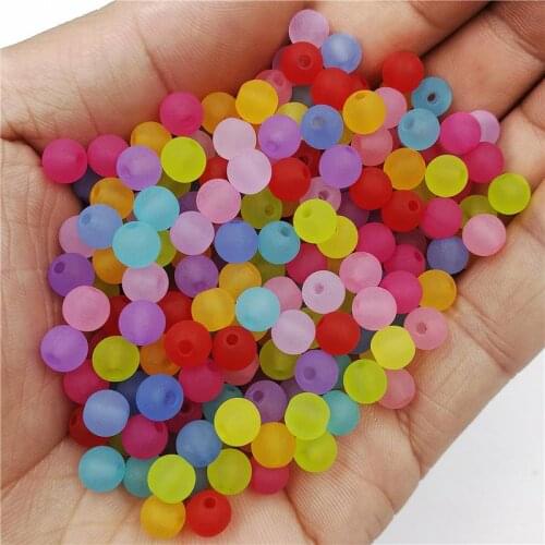 200PCS Frosting Round Beads Candy Color Acrylic Fashion Findings Accessories Beads For Jewelry Making For Crafts