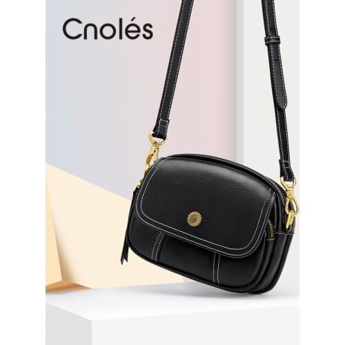 Cnoles Fashion Mini Handbags for Women Crossbody Shoulder Bag Genuine Leather Multi Zipper Small Messenger Bags Purse