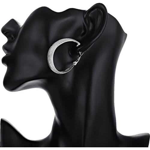 Trendy Hoop Earrings Women Wedding Party Earrings Vintage Jewelry Girls Gifts Alloy Matte Hollowed Nets Ear Hoops