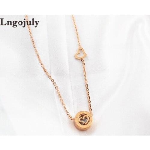 Trendy RoseGold Women Necklaces Titanium Steel Pendant Necklaces For Women Gril Anniversary Engagement Party Necklace Jewelry