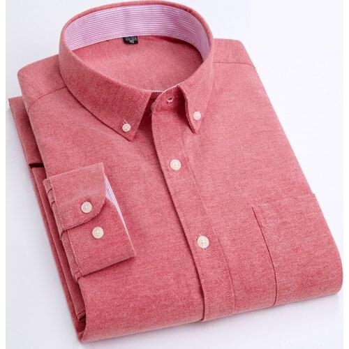 2021 mens Oxford spinning shirt youth leisure Long Sleeve Plaid square collar shirt