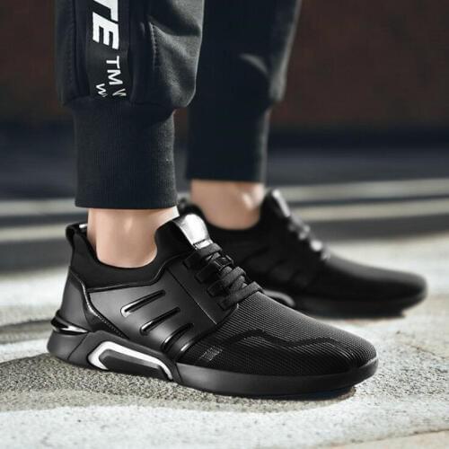 2019 New Brand Fashion ALL BLACK Male Sneakers Casual Flats Shoes Gym Trainers Shoes Men air Mesh Black Breathable Shoes LC-70