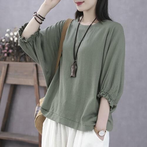 Oversized Womens Summer Short-sleeved Top Cover Belly Slimming Small Shirt Bat Sleeve Half Sleeve Top
