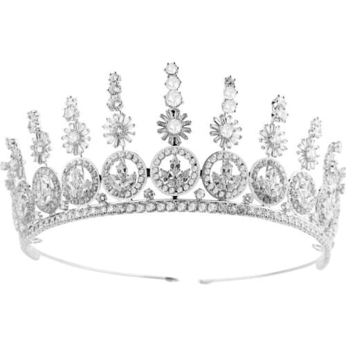 EYER New Arrivals zirconia Tiaras New Bridal Classical Noble And Elegant Crowns Luxury Elliptical Zircon Wedding Party Big Crown