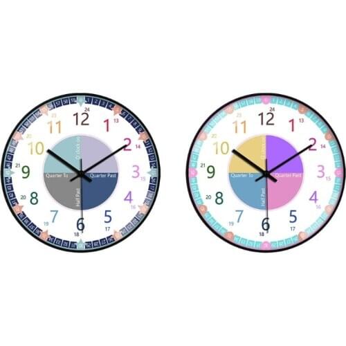 Educational Wall Clock for Children Kids Teaching Clock Learn to Tell Time for Home school Classroom Teachers and Parents
