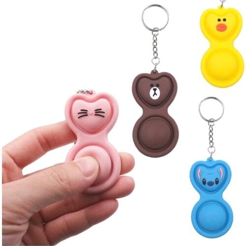 Pop Simpl Dimmer Anti Stress Keychain Accessories Toys Kawaii Push Bubble Mini Antistress Key Ring Fidget Toys for Children Gift